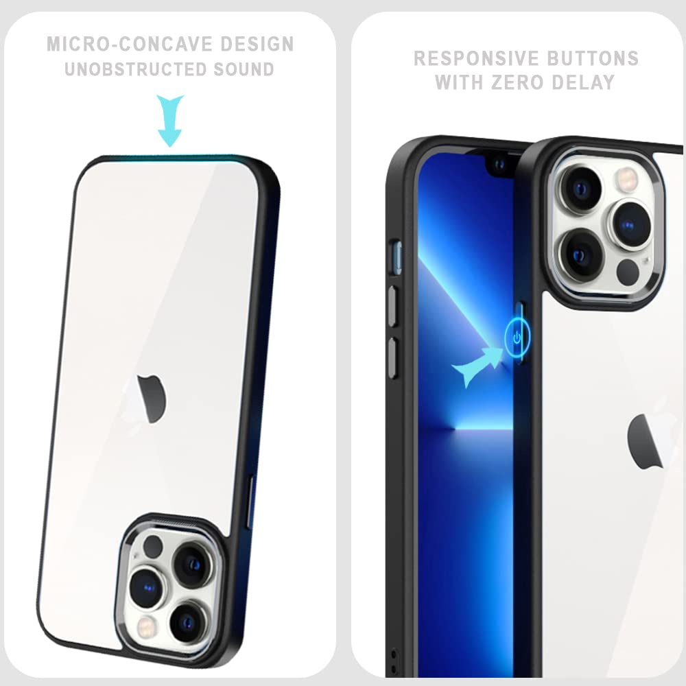 iPhone 13 Pro Ultra Slim Crystal Clear Hybrid Metal Circel Anti Yellow Case