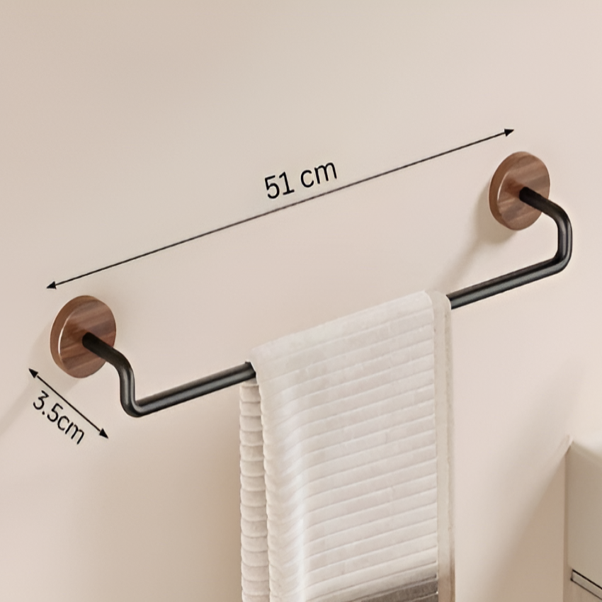 Premium Punch-Free Bathroom Towel Rack with Walnut Finish
