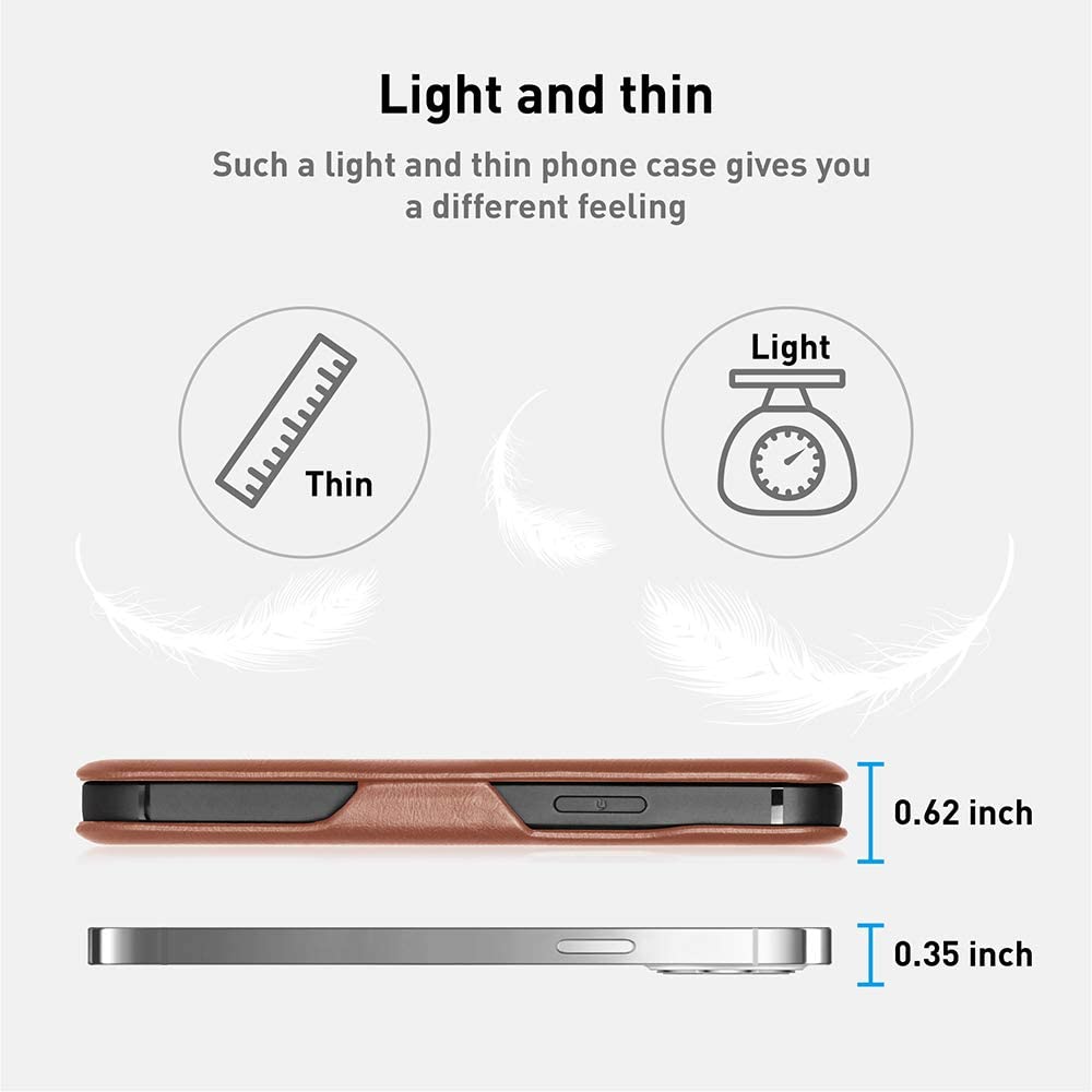 iPhone 14 Plus Leather Flip Cover Wallet Cover - Brown