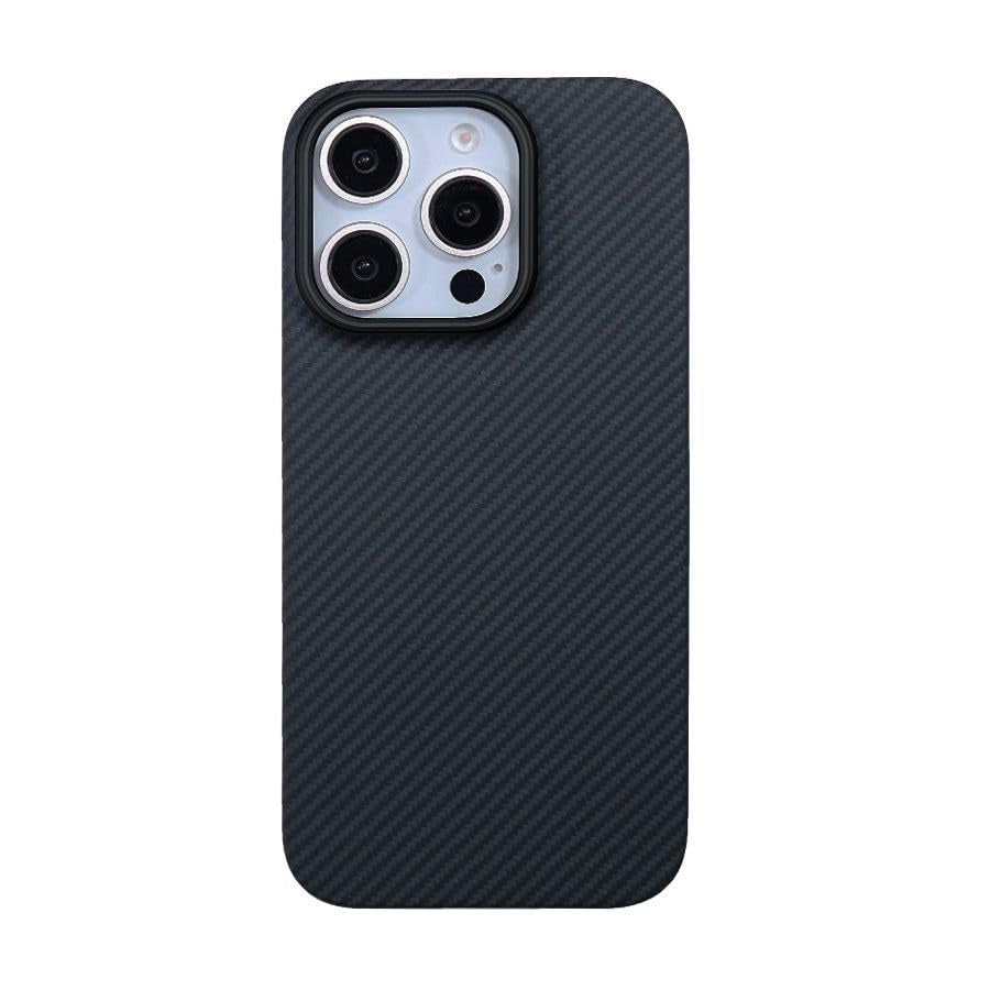 iPhone 16 Pro Max Carbon Fiber Case, SLIVA Real Carbon Aramid Fiber Case 0.5 mm Thin - Black