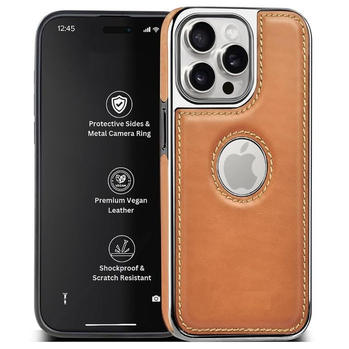 iPhone 13 Pro Luxurious Chrome Leather Case - Tan