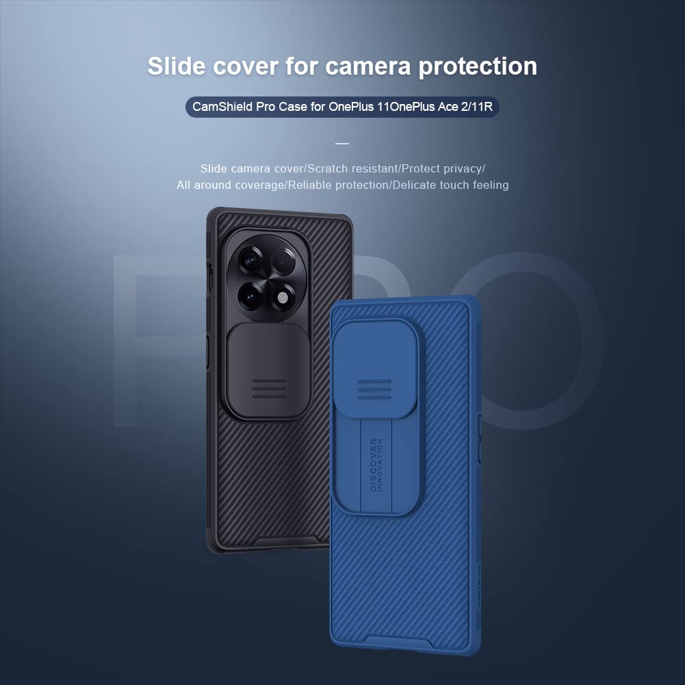 Nillkin Case for One Plus 11R (1+11) R (6.74" Inch) CamShield Pro Slider Camera Close & Open Double Layered Protection TPU + PC Black Color
