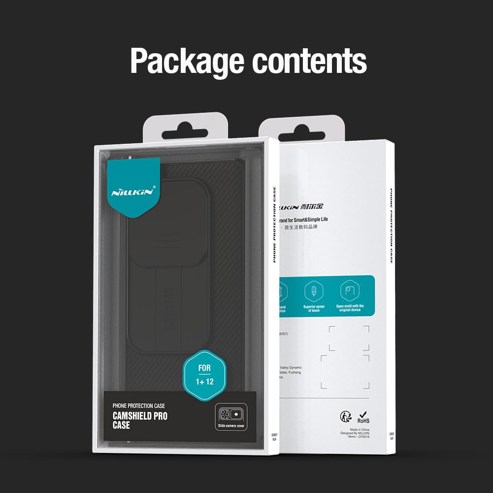 Nillkin Case for One Plus 12 (1+12) (6.82" Inch) CamShield Pro Slider Camera Close & Open Double Layered Protection TPU + PC Black Color