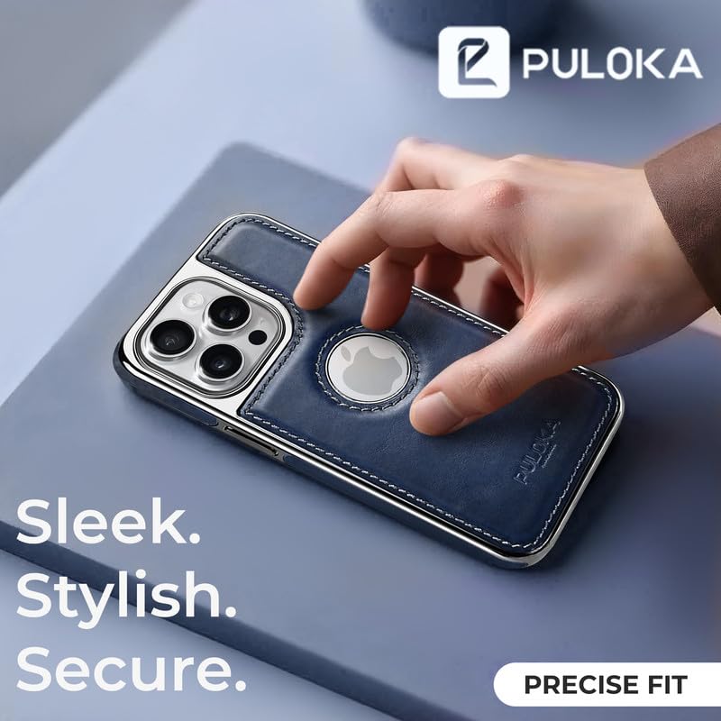 iPhone 13 Pro Luxurious Chrome Leather Case - Blue