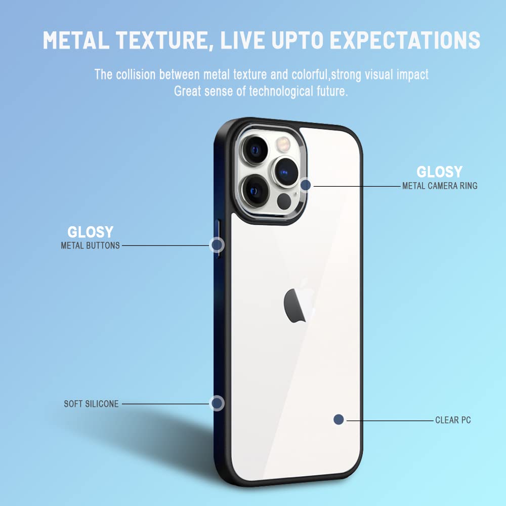 iPhone 13 Pro Ultra Slim Crystal Clear Hybrid Metal Circel Anti Yellow Case