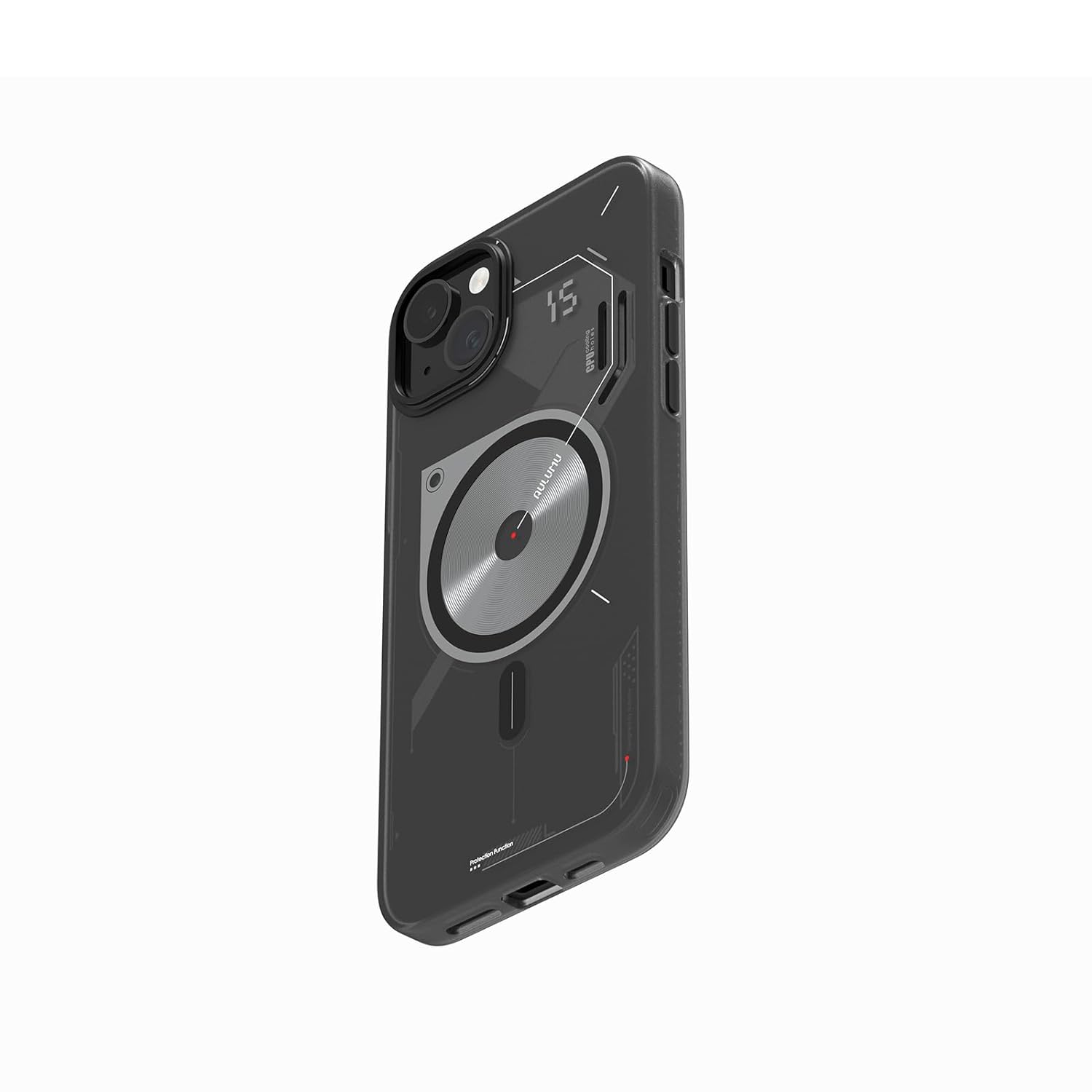 Aulumu A15 TPU for iPhone 14 Pro Max Magnetic Case - IMD Technology - Compatible with Magsafe [Aluminum Alloy Camera Frame] Semitranslucent - Black
