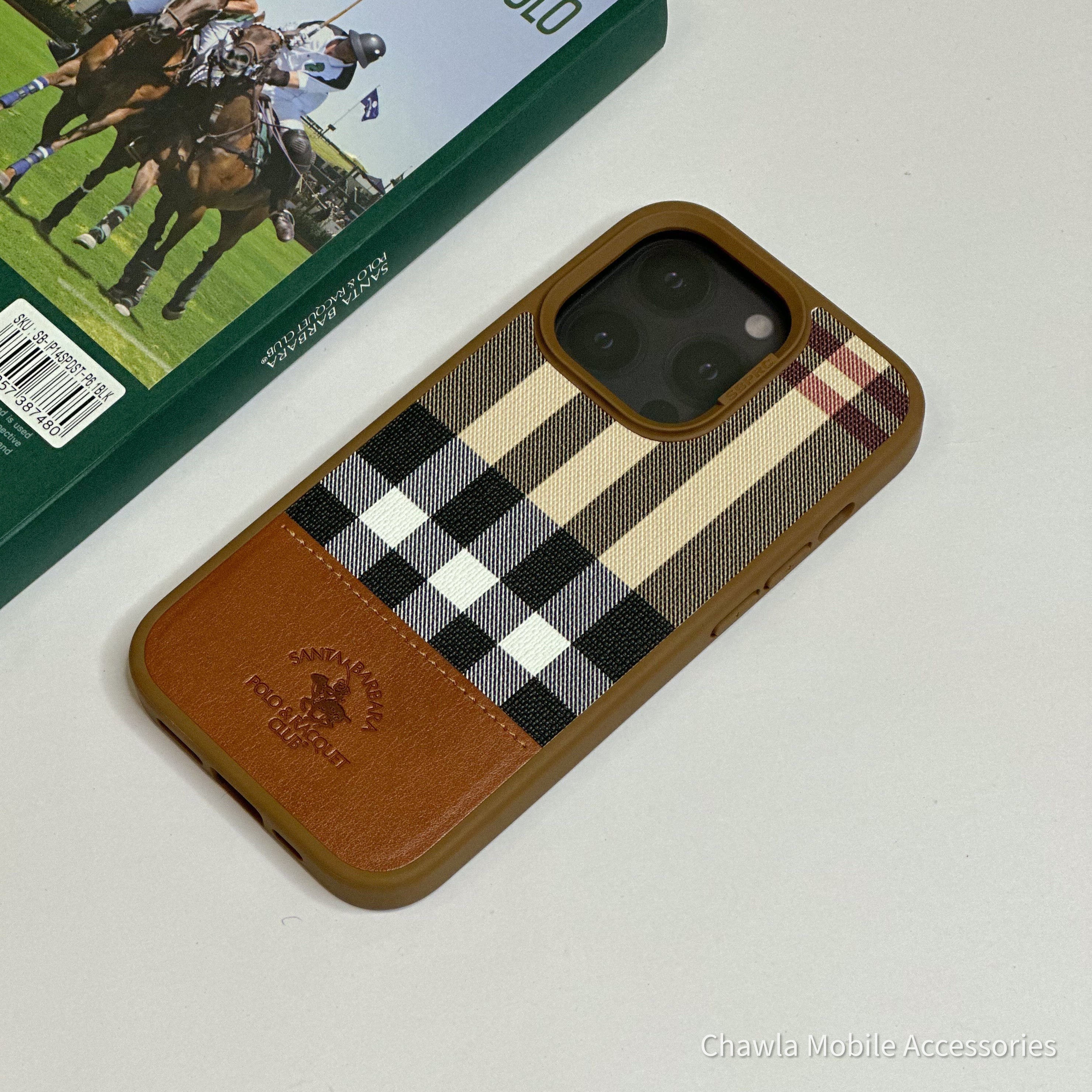 iPhone 14 Pro Max Santa Barbara Cyril Series Genuine Leather Case - Brown