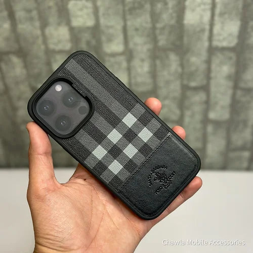 iPhone 14 Pro Max Santa Barbara Cyril Series Genuine Leather Case - Black