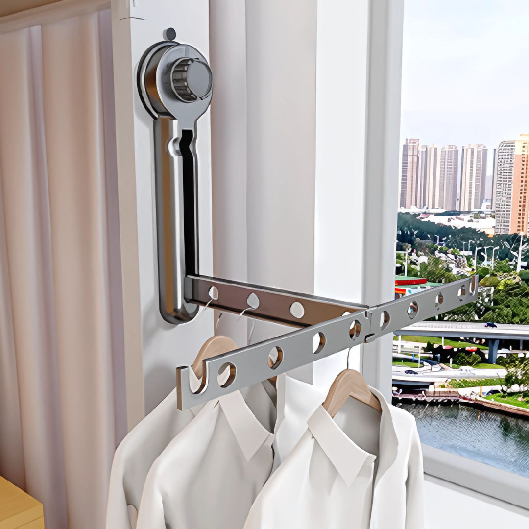 Wall-Mounted Folding Clothes Drying Rod