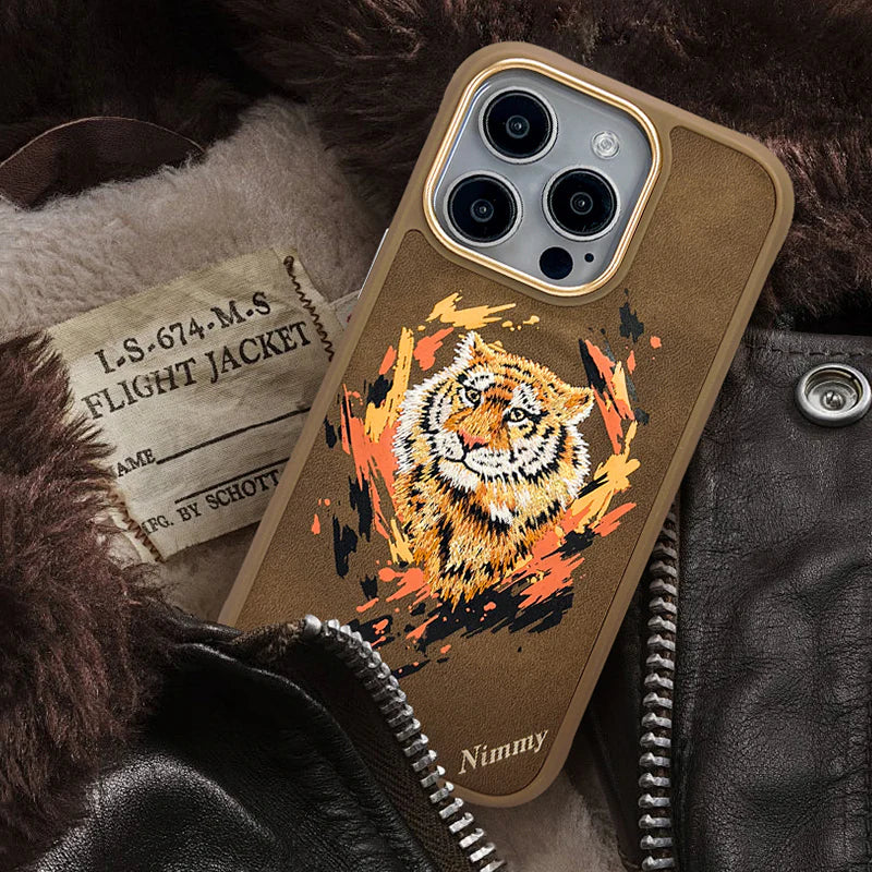 iPhone 16 Pro Max Nimmy Dazzling Embroidery MagSafe Back Cover Case - Tiger