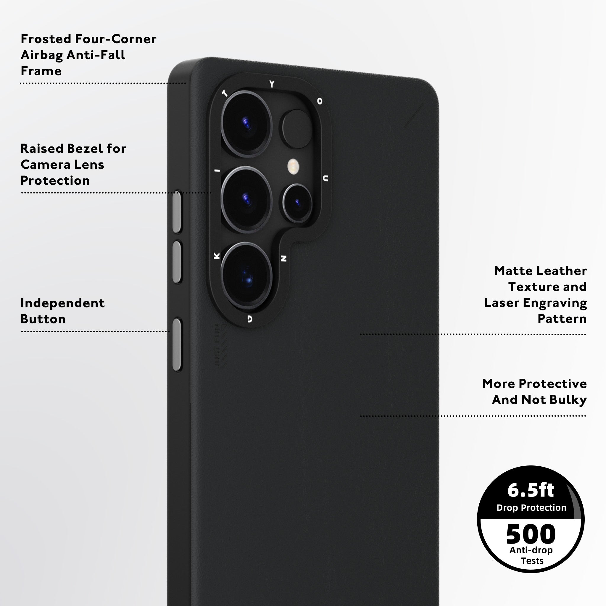 Samsung Galaxy S25 Ultra Leather Case, YOUNGKIT Matte Leather Cover Magsafe - Black