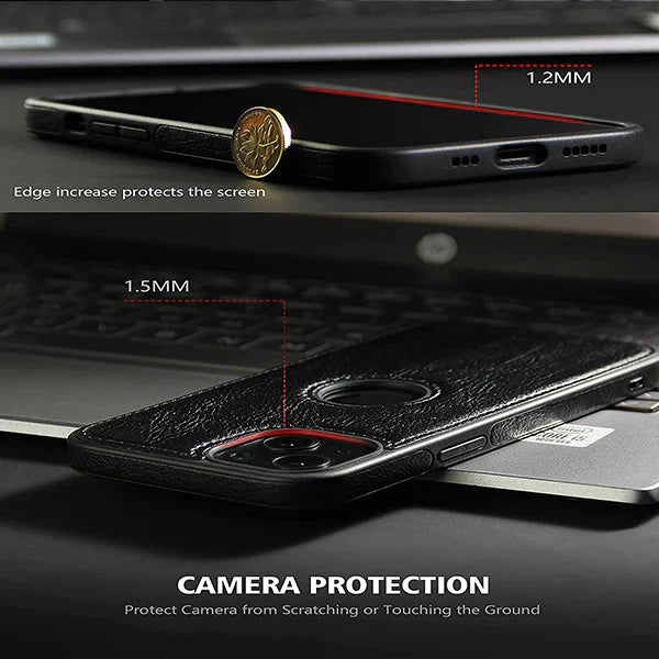 iPhone 13 Pro Max Luxury Elegant Leather Case - Black