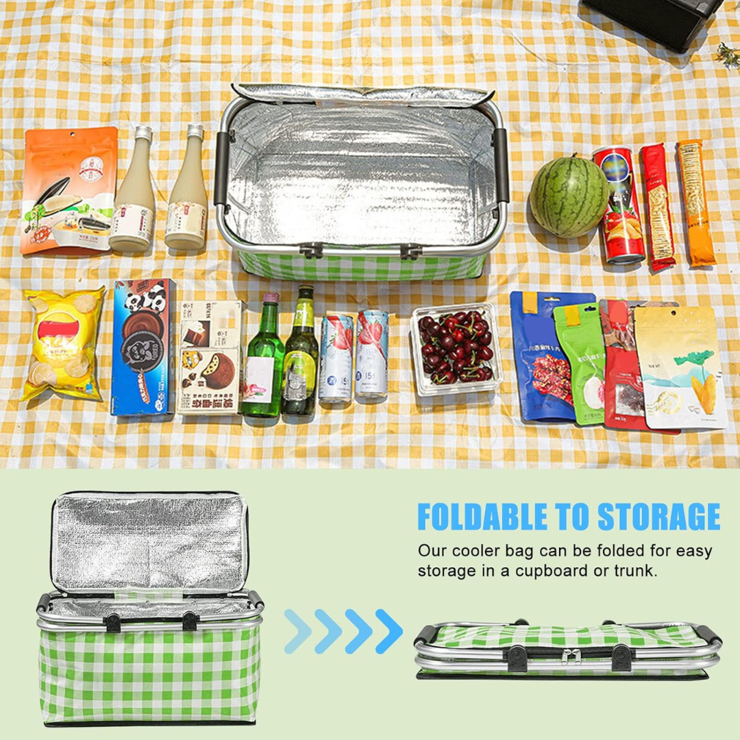 Casecart Multi-Purpose Insulated Foldable Picnic Basket with Aluminum Frame