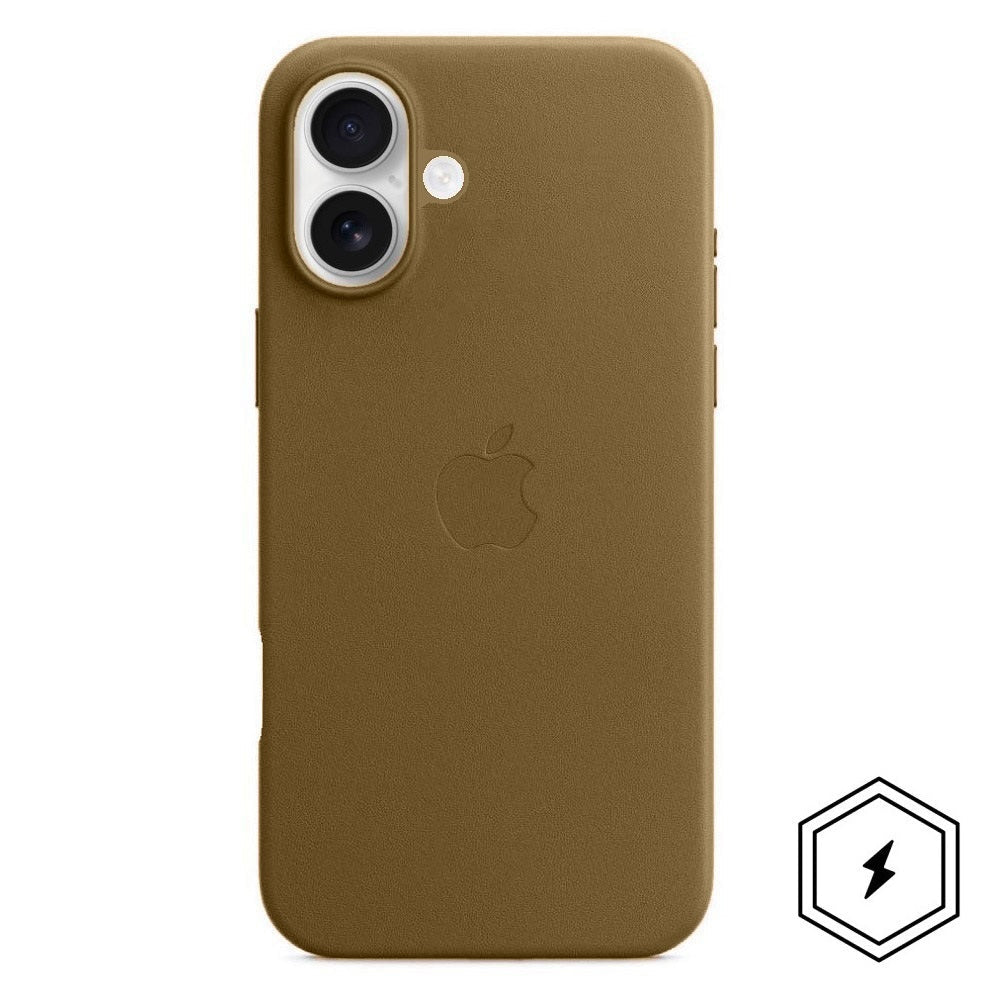 Apple iPhone 16 Leather Back Cover Case with MagSafe - Natural Titanium