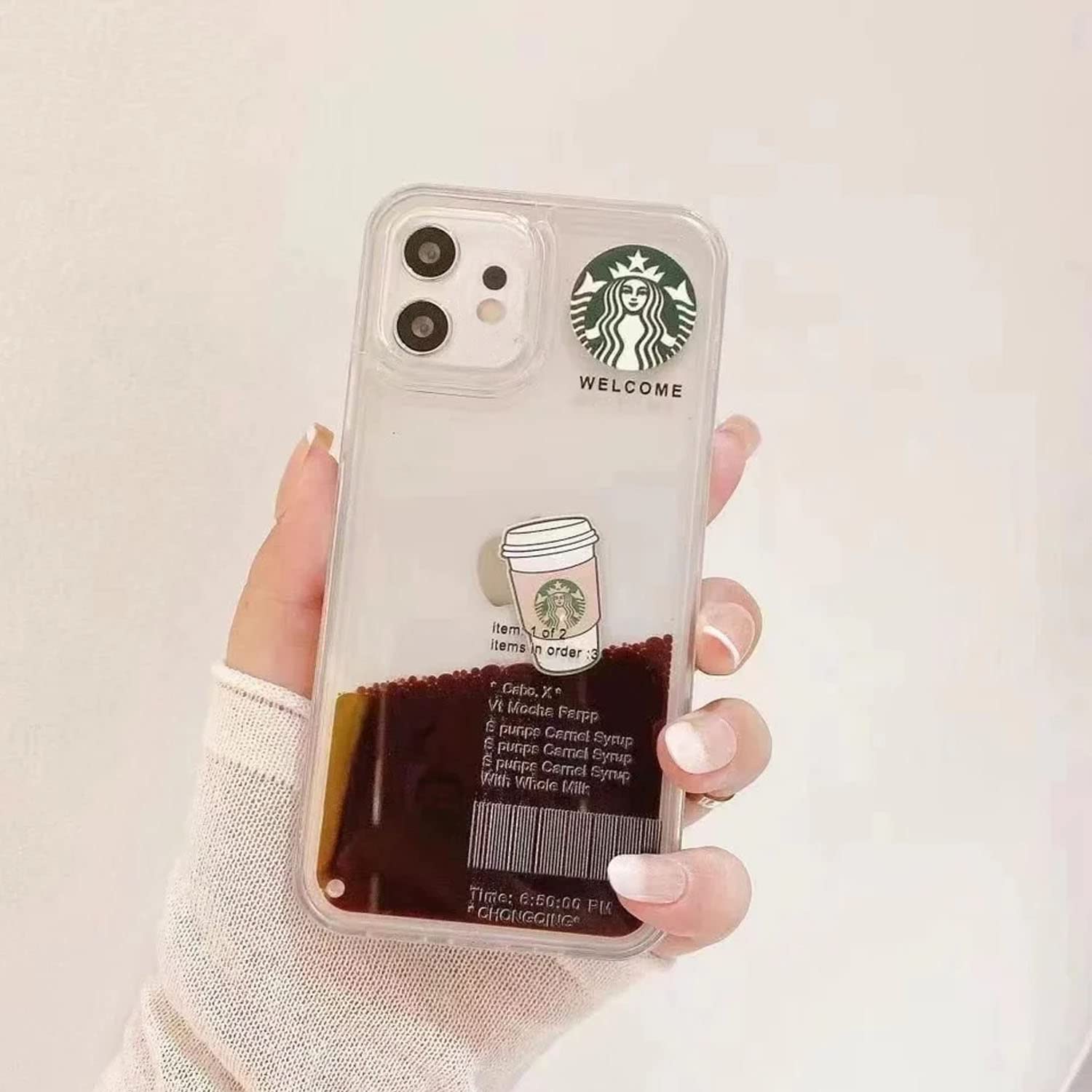 iPhone 12  Transparent Starbucks Case with Floating Cup