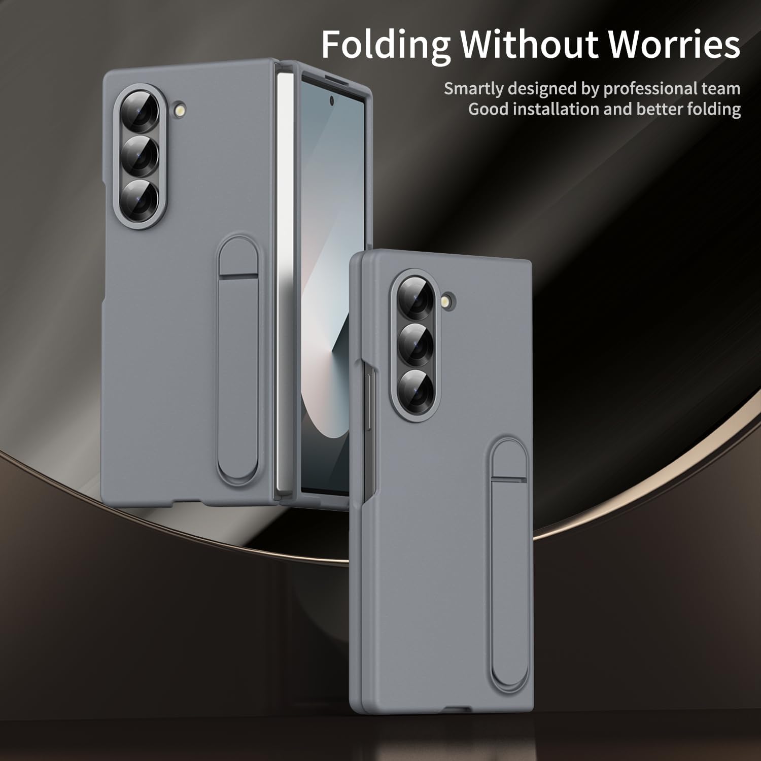 KINDSUIT Leather Case with Stand for Samsung Galaxy Z Fold 7 - Grey