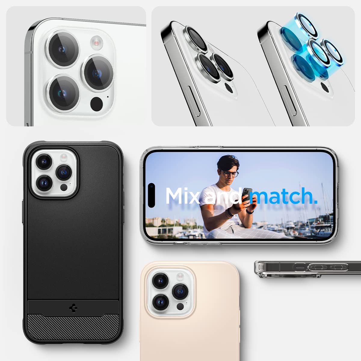 Spigen EZ Fit Optik Pro Tempered Glass Camera Lens Protector Guard for iPhone 14 Pro (Silver) - 1 Pack