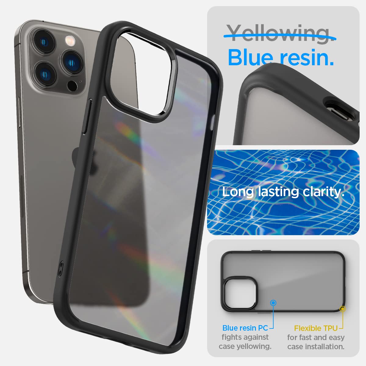 Spigen Ultra Hybrid Back Cover Case Compatible with iPhone 15  (TPU + Poly Carbonate | Frost Black)