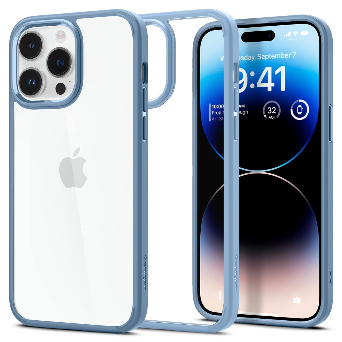 Spigen Ultra Hybrid Back Cover Case Compatible with iPhone 15 Pro (TPU + Poly Carbonate | Sierra Blue)