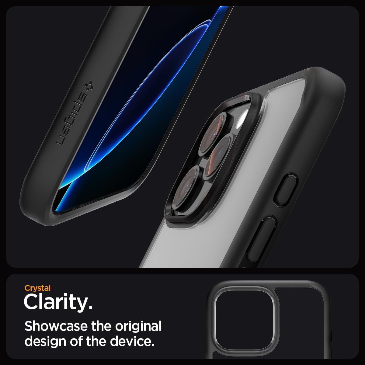 Spigen Ultra Hybrid Back Cover Case Compatible with iPhone 16 (TPU + Poly Carbonate | Matte Black)