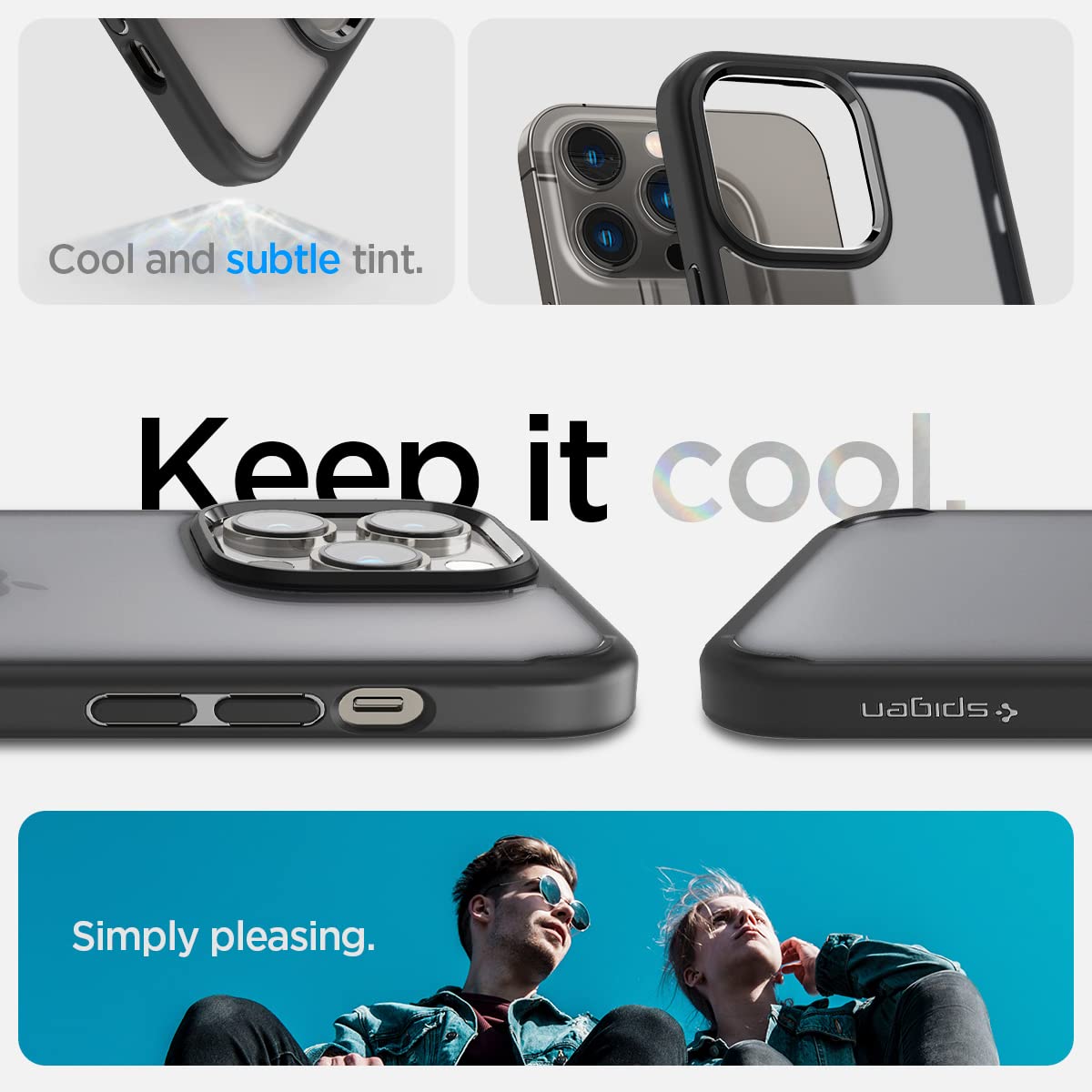 Spigen Ultra Hybrid Back Cover Case Compatible with iPhone 15 Pro  (TPU + Poly Carbonate | Frost Black)