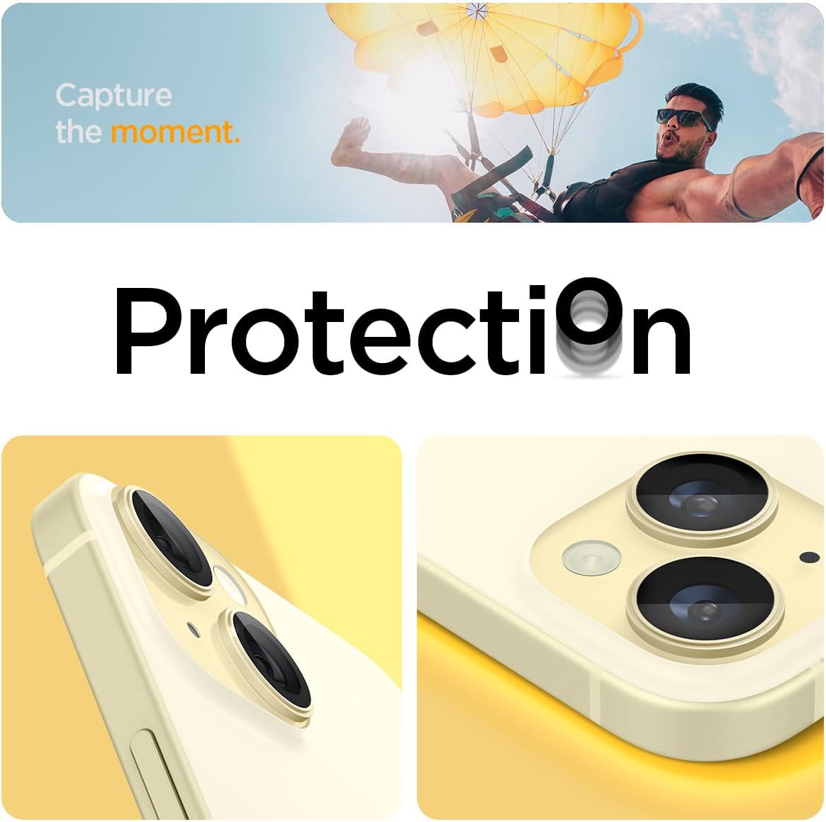 Spigen EZ Fit Optik Pro Tempered Glass Camera Lens Protector Guard for iPhone 15 (Yellow) - 1 Pack