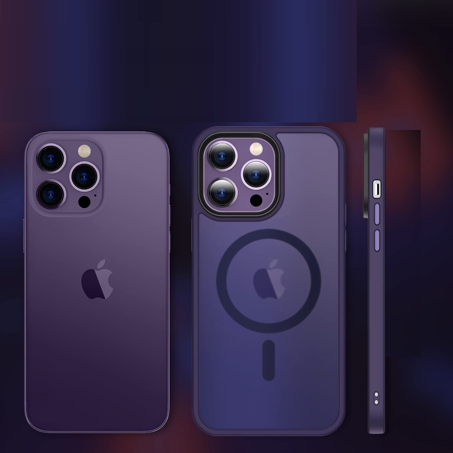 iPhone 14 Pro Smoke Ultra Magsafe Drop Proof Sleek Matte Case - Purple/Green