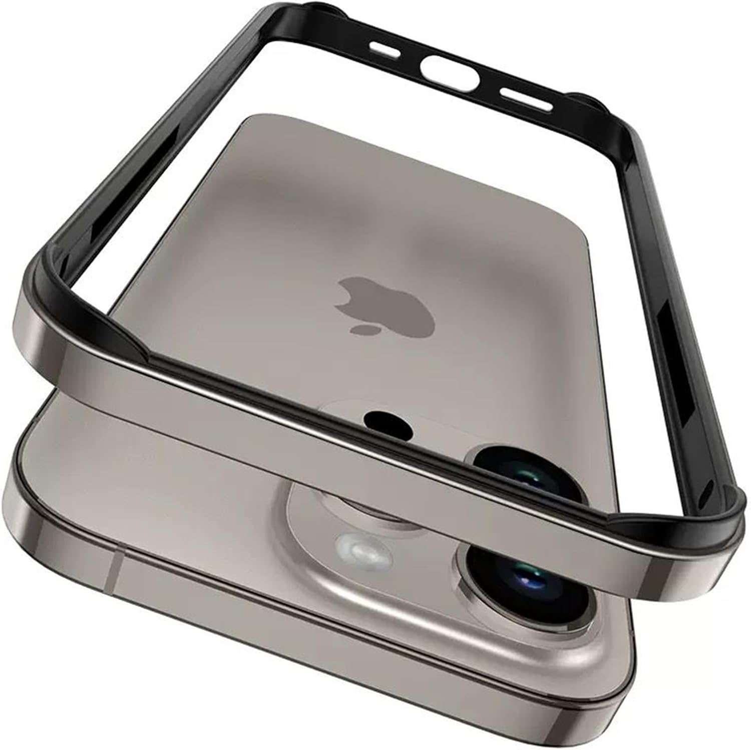 New Aluminum Frame Metal Bumper Frame Slim Hard Case Cover for iPhone 16 Pro, Metal Frame Armor with Soft Inner Bumper, Raised Edge Protection (Titanium Grey, for iPhone 16 pro)