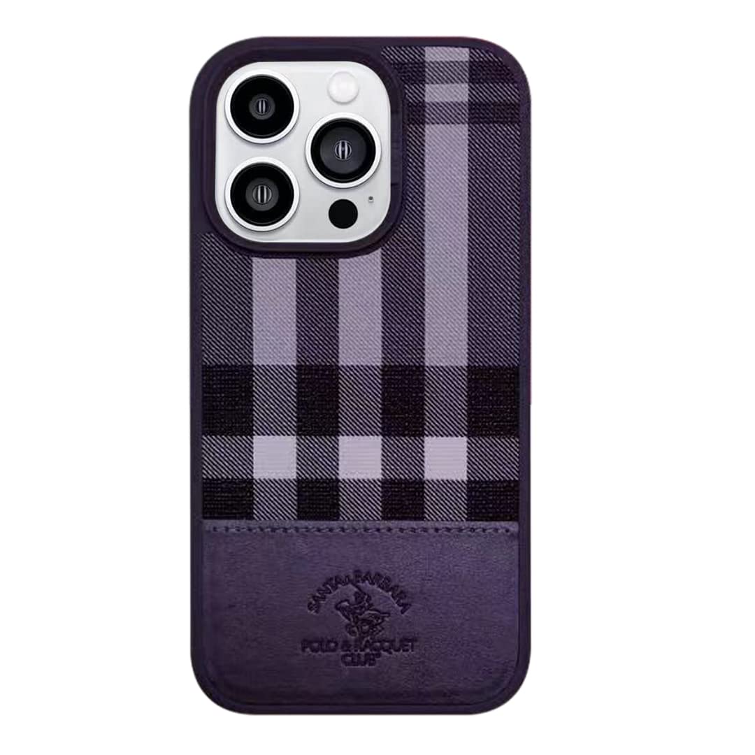 iPhone 14 Pro Max Santa Barbara Cyril Series Genuine Leather Case - Purple