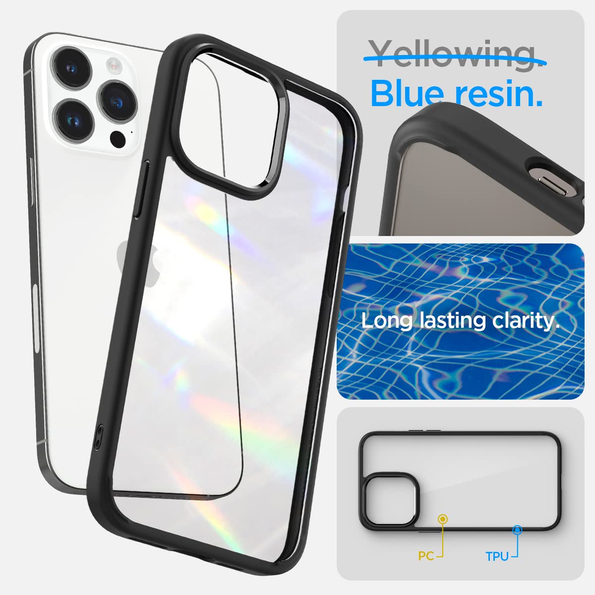 Spigen Ultra Hybrid Back Cover Case Compatible with iPhone 16 Plus (TPU + Poly Carobonate | Matte Black)