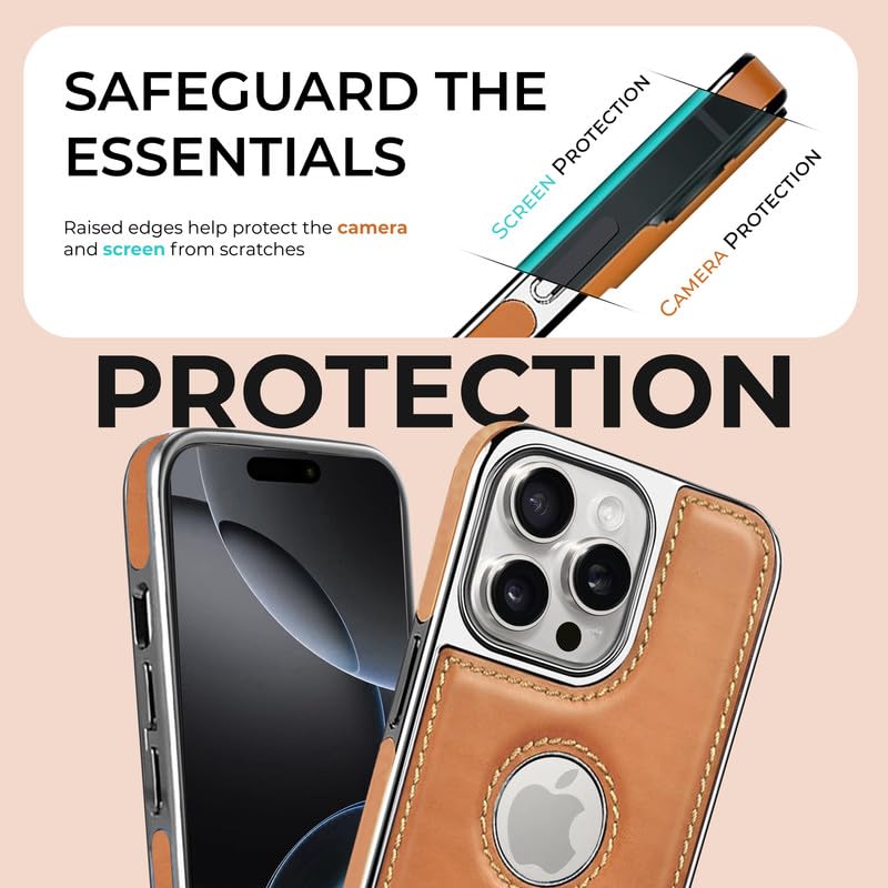 iPhone 13 Pro Luxurious Chrome Leather Case - Tan