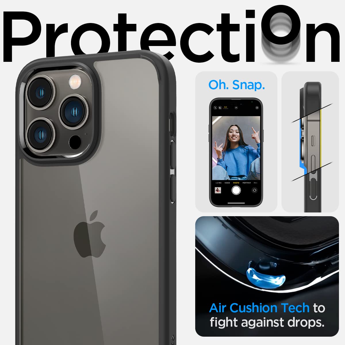 Spigen Ultra Hybrid Back Cover Case Compatible with iPhone 15 Pro (TPU + Poly Carbonate | Matte Black)