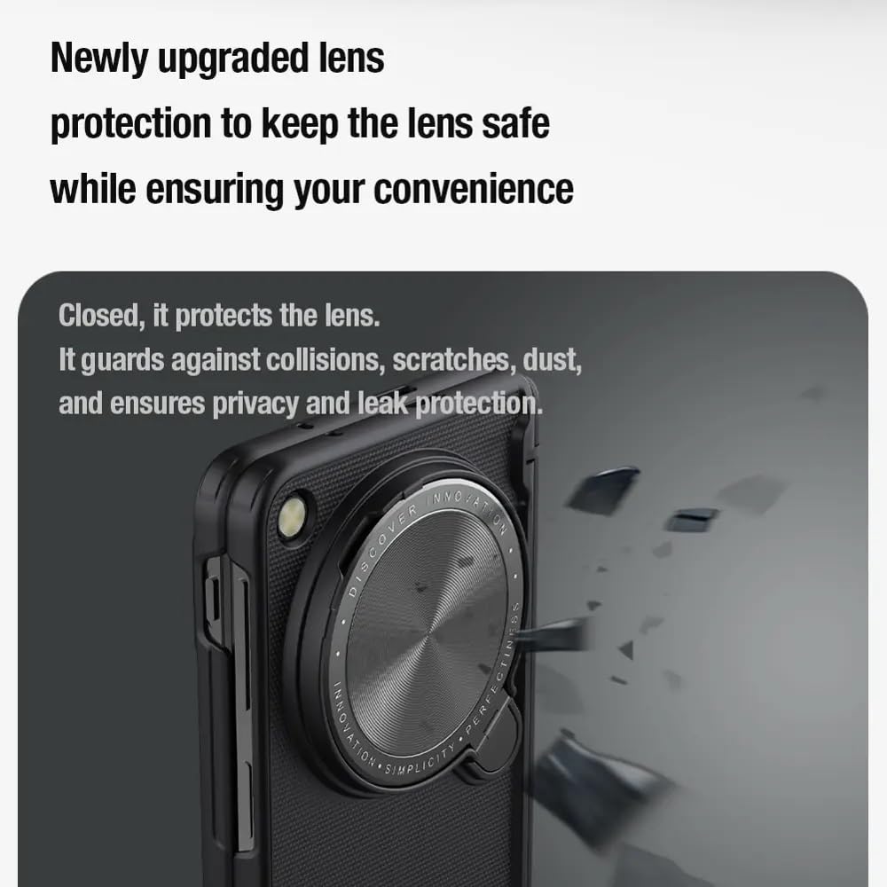 Super Frosted Shield Prop for OnePlus OPen Case, Camera Lens Lid, Hard PC Kickstand Back Cover for OnePlus Open - Black