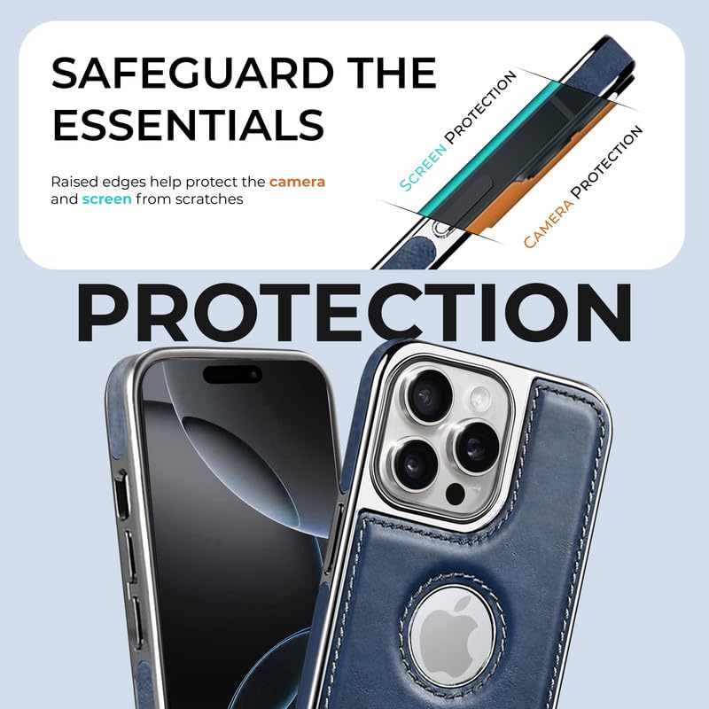 iPhone 13 Pro Luxurious Chrome Leather Case - Blue