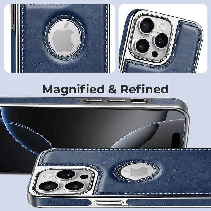 iPhone 13 Pro Luxurious Chrome Leather Case - Blue