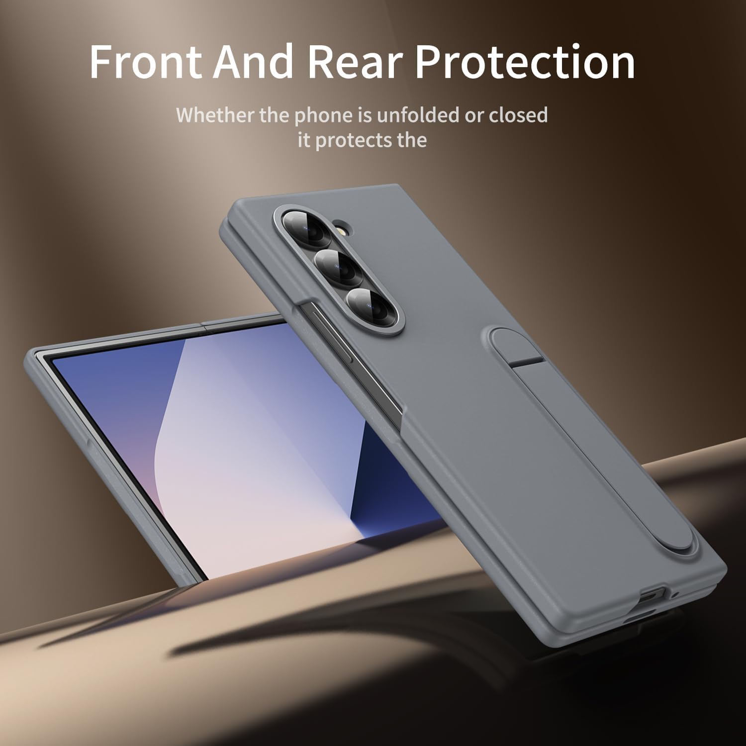 KINDSUIT Leather Case with Stand for Samsung Galaxy Z Fold 7 - Grey