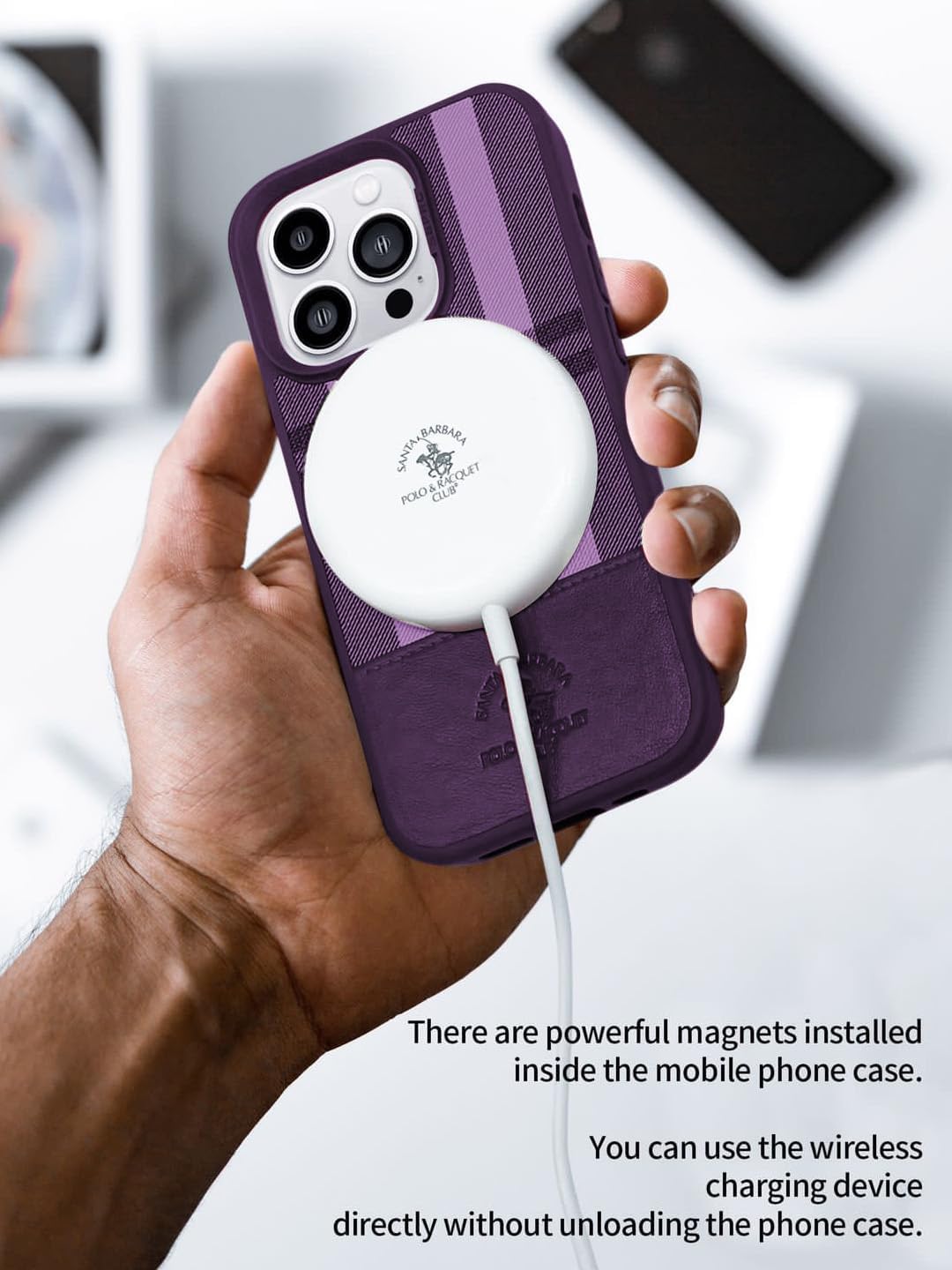 iPhone 14 Pro Santa Barbara Cyril Series Leather Case - Purple