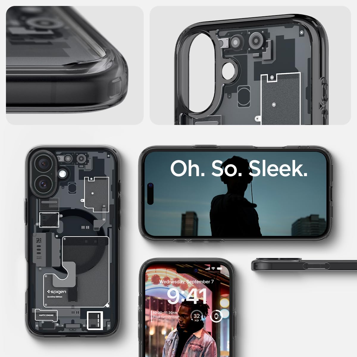 iPhone 16 Plus Machine Style Ultra Hybrid Zero One Shockproof Case with Magsafe - Black