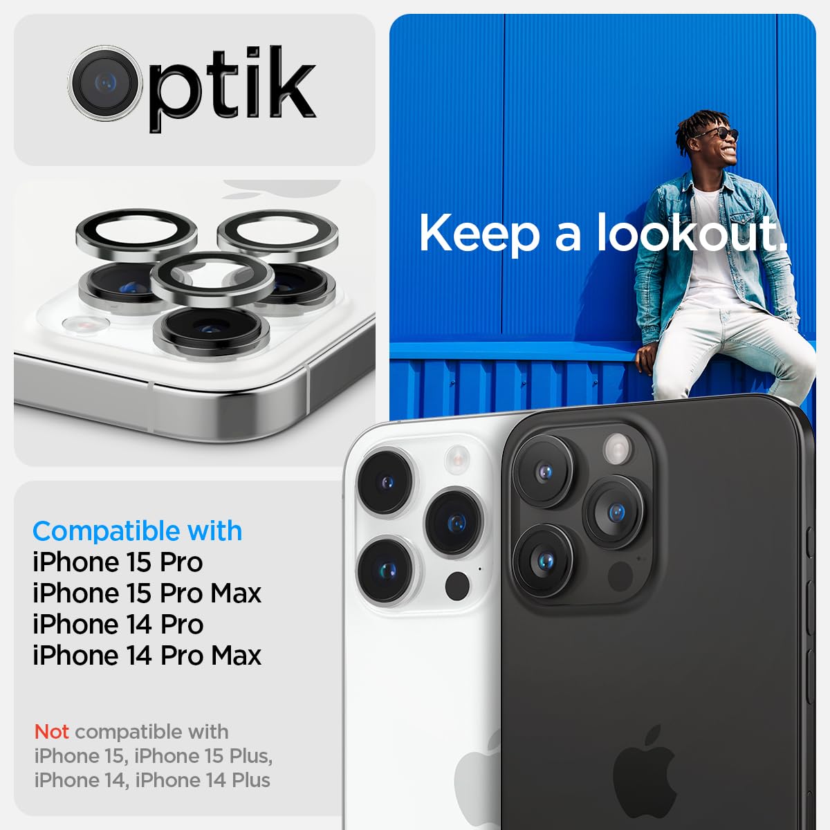 Spigen EZ Fit Optik Pro Tempered Glass Camera Lens Protector Guard for iPhone 14 (Silver) - 1 Pack