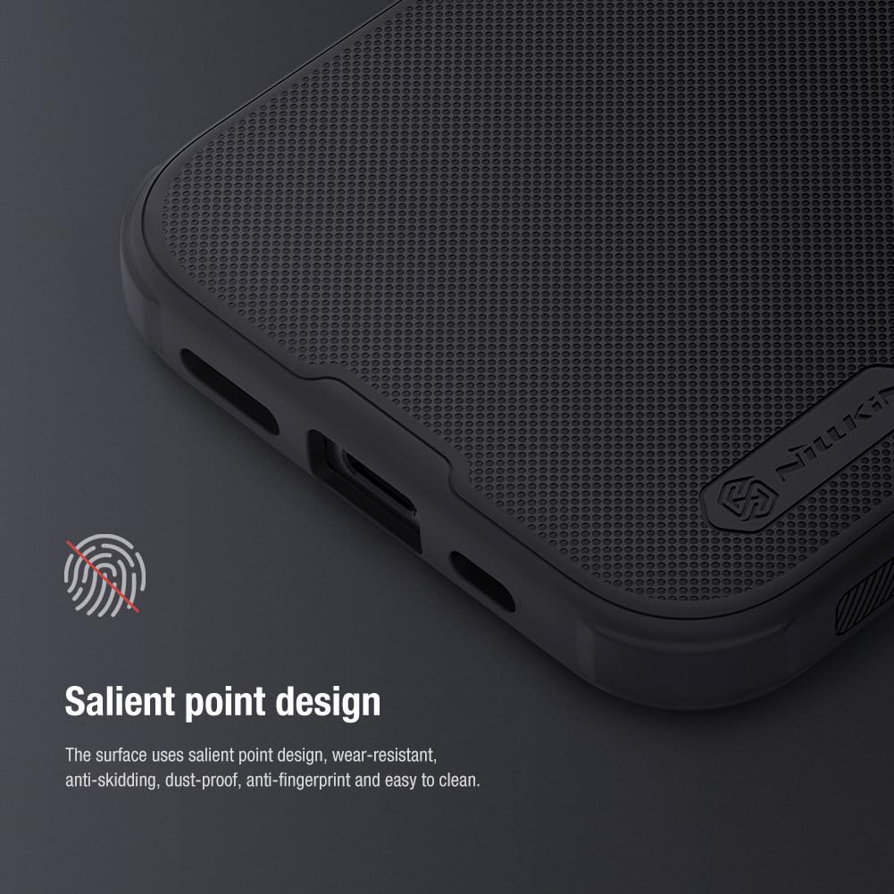 Nillkin Case for Apple iPhone 15 Plus (6.7" Inch) Super Frosted Shield Pro Hard Back Soft Border (PC + TPU) Shock Absorb Cover Raised Bezel Camera Protect PC without Logo Cut Black Color