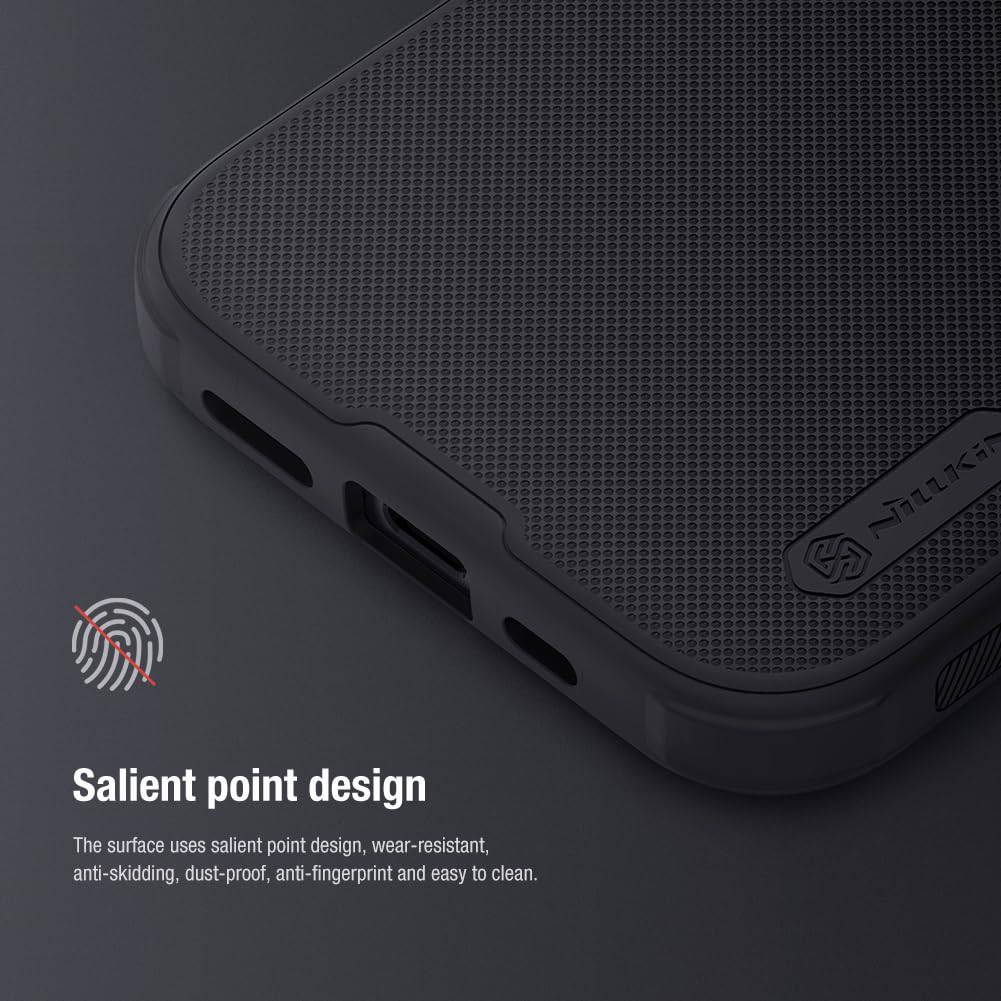 Nillkin Case for Apple iPhone 14 Pro (6.1" Inch) Super Frosted Shield Pro Hard Back Soft Border (PC + TPU) Shock Absorb Cover Raised Bezel Camera Protect PC without Logo Cut Black Color