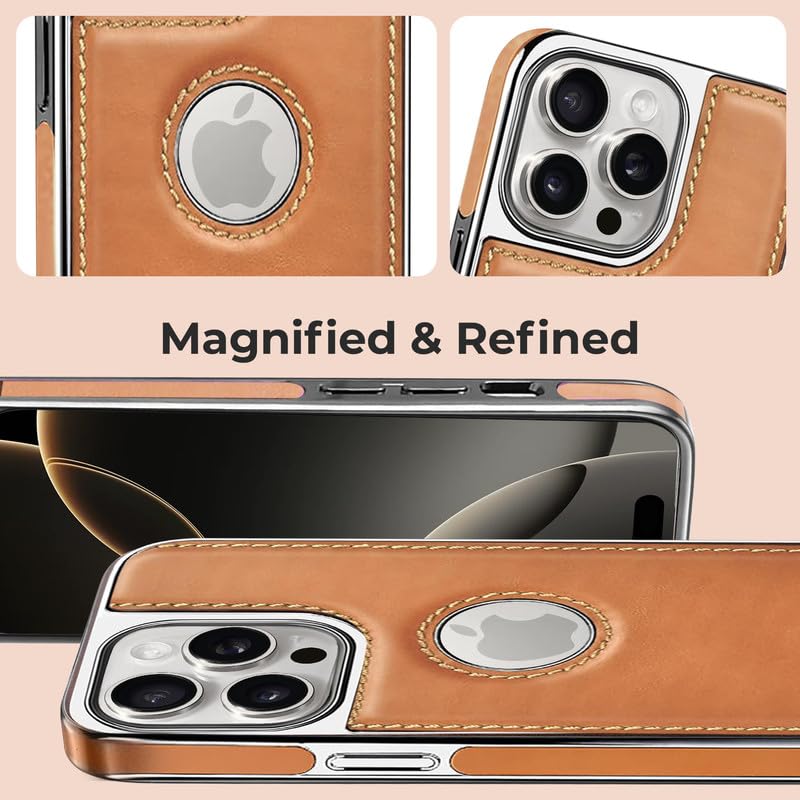 iPhone 13 Pro Luxurious Chrome Leather Case - Tan