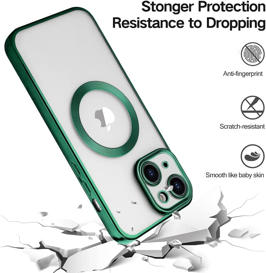 iPhone 13 Transparent Electroplating Case with Camera Protection - Green