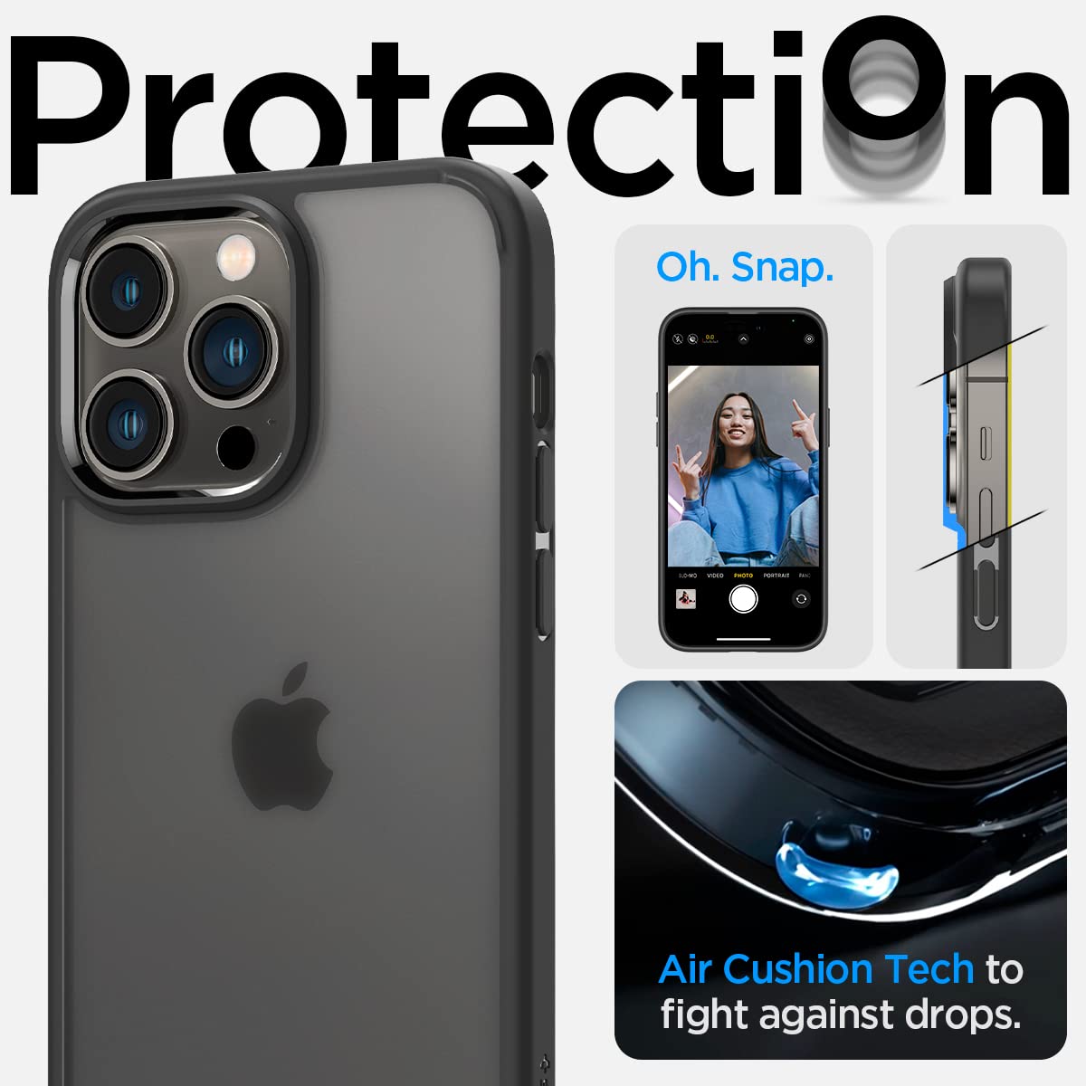 Spigen Ultra Hybrid Back Cover Case Compatible with iPhone 15 Pro  (TPU + Poly Carbonate | Frost Black)