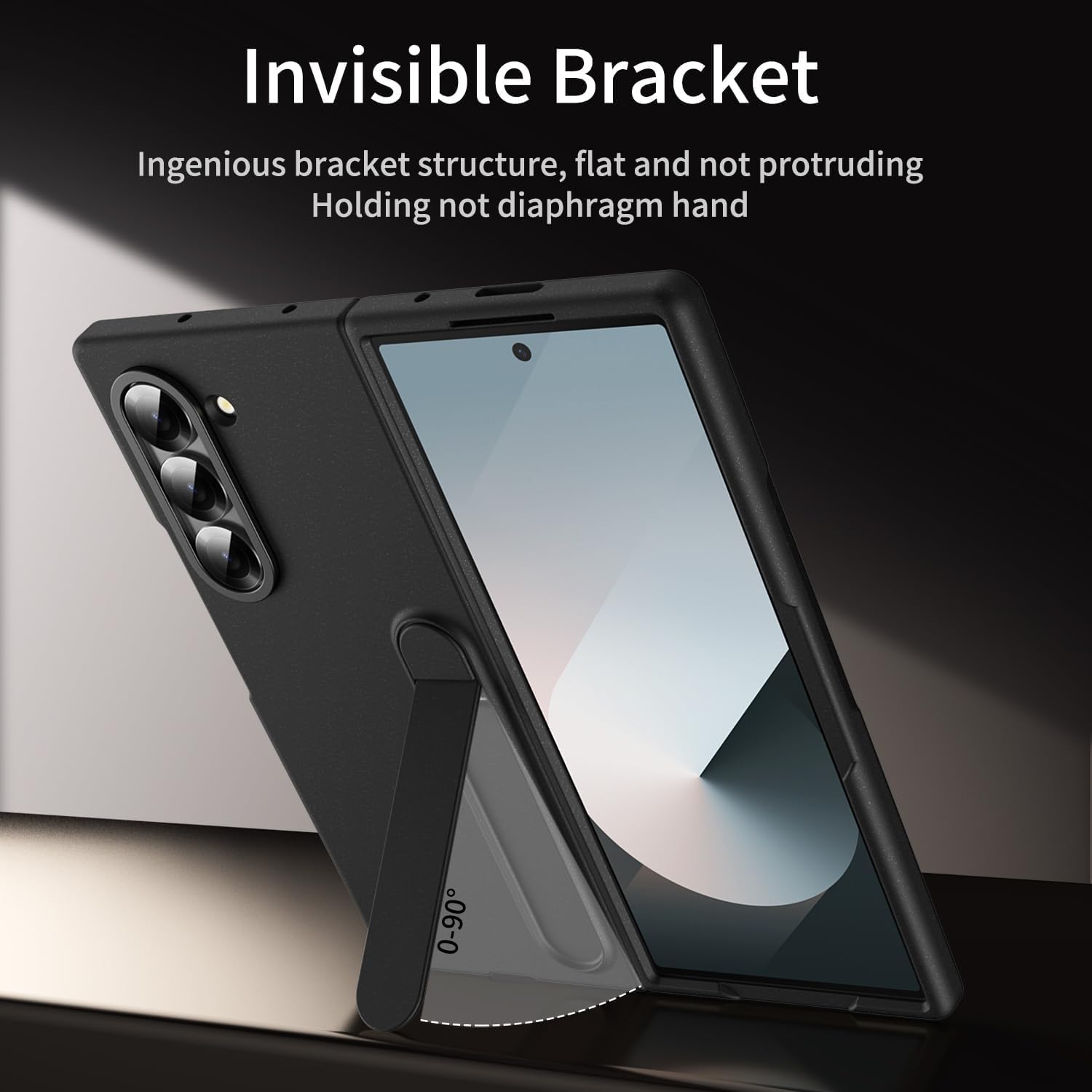 KINDSUIT Leather Case with Stand for Samsung Galaxy Z Fold 7 - Black