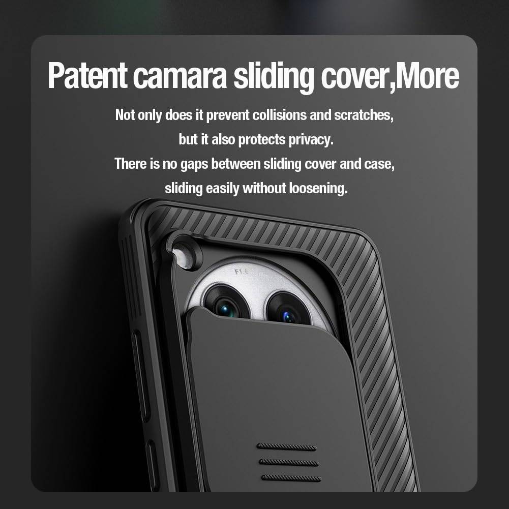 Nillkin Case for One Plus 12 (1+12) (6.82" Inch) CamShield Pro Slider Camera Close & Open Double Layered Protection TPU + PC Black Color