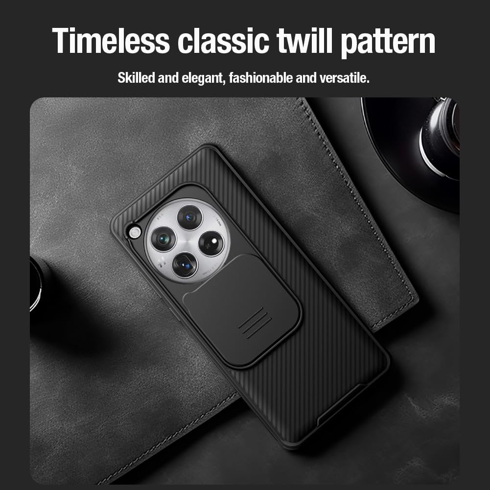 Nillkin Case for One Plus 12 (1+12) (6.82" Inch) CamShield Pro Slider Camera Close & Open Double Layered Protection TPU + PC Black Color