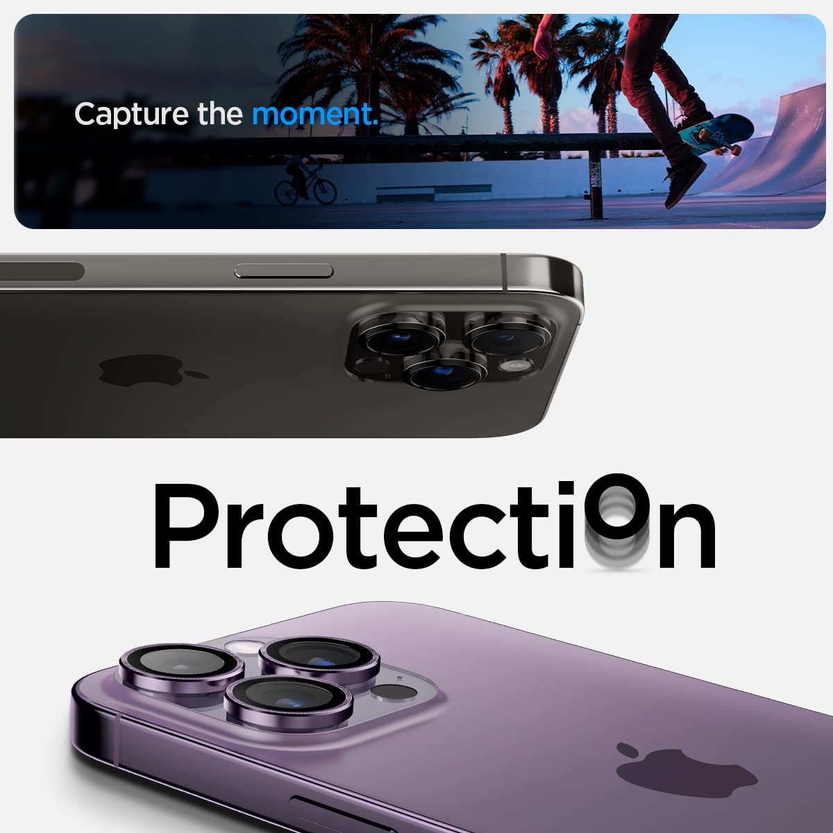 Spigen EZ Fit Optik Pro Tempered Glass Camera Lens Protector Guard for iPhone 14 Pro (Purple) - 1 Pack