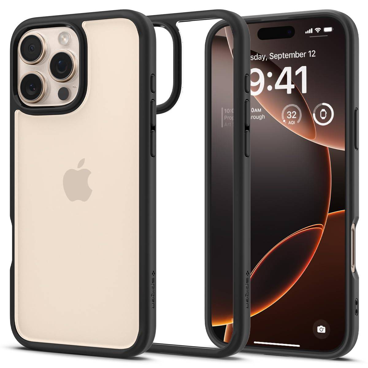 Spigen Ultra Hybrid Back Cover Case Compatible with iPhone 15 Pro (TPU + Poly Carbonate | Matte Black)