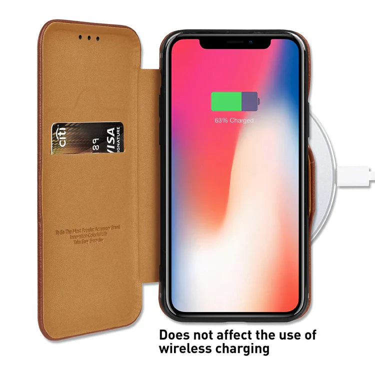 iPhone 14 Pro Max Professional Leather Wallet Flip Case Cover with Card Holder